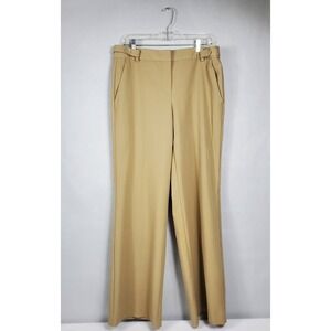 Liz Claiborne Sloane Tan Khaki Wide Leg Dress Pants Womens 12 Stretch Workwear